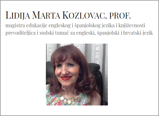 PREVODITELJSKI URED MARTA, VL. LIDIJA-MARTA KOZLOVAC, prof.