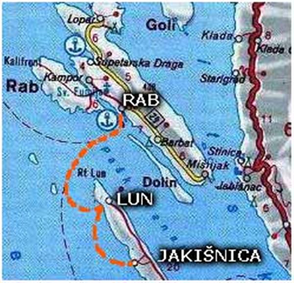 	 Međužupanijska linija Rab (luka Rab) -  Lun (luka Tovarnele - otok Pag)