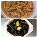 Scampi bouzzara and bouzzara with mussels