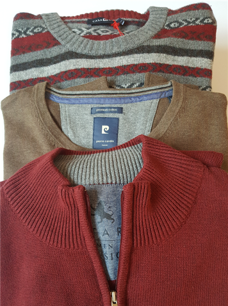 Veste i puloveri u veličinama od 3 xl do 6 XL. Pamučni, vuneni i mješavina vune i poliakrila.